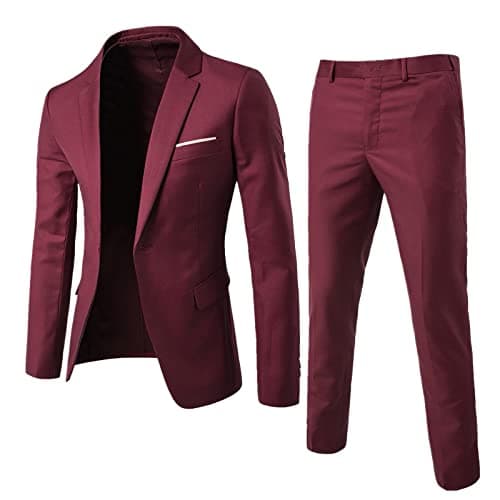 BIFUTON Men's Slim Fit 1-Button Tuxedo Suit for Party, Wedding, Business