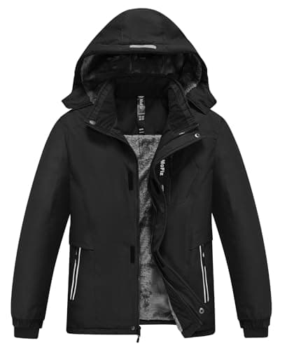 MoFiz Boys Waterproof Winter Hooded Ski Jacket with Zip Pockets