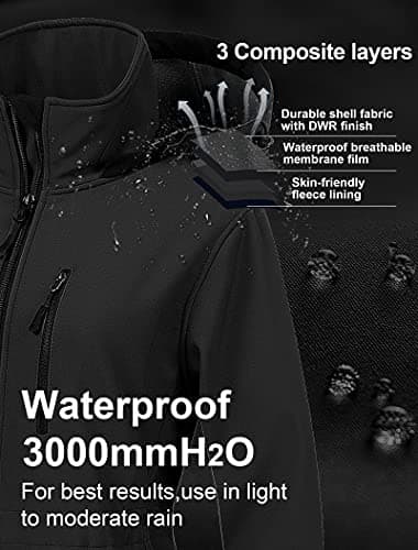 CREATMO Women's Lightweight Waterproof Softshell Tactical Jacket with Fleece Lining