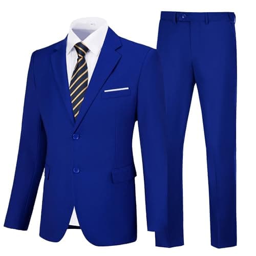 Amyox Men's Slim Fit Two Piece Wedding Prom Suit Jacket & Pants Set
