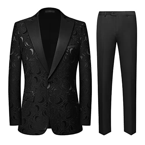Cloudstyle Men's 2-Piece Floral Jacquard Suit