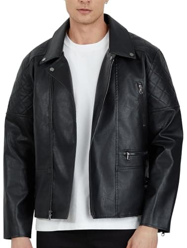 WULFUL Men's Leather Jackets Global Recycled Standard
| Faux Bomber Jacket for Men Global Recycled Standard
| Motorcycle Lapel Asymmetric Zip-Up Slim Fit Biker Coat Global Recycled Standard