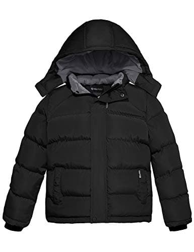 Wantdo Boys' Fleece Waterproof Winter Puffer Jacket with Hood