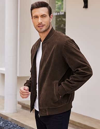 COOFANDY Men's Casual Vintage Lightweight Suede Bomber Jacket