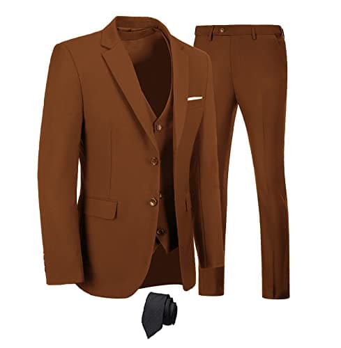 Men's 3-Piece Slim Fit Suit Set - Wedding Business Tuxedo with Blazer, Vest, Pants & Tie