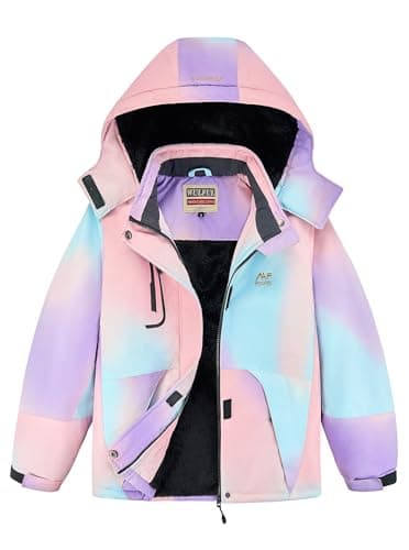 WULFUL Girls' Waterproof Fleece Ski Jacket