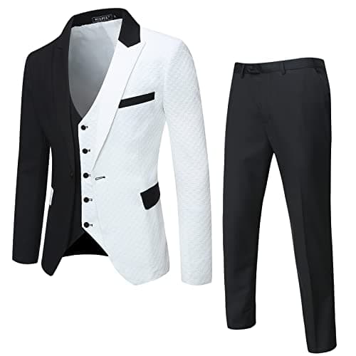 WULFUL Men’s Slim Fit 3-Piece Suit: Blazer, Vest & Pants for Business and Weddings