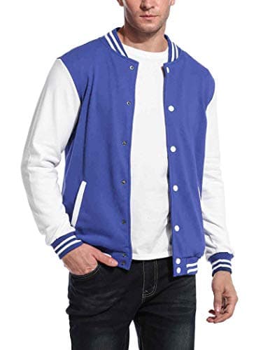 COOFANDY Men's Slim Fit Cotton Varsity Baseball Bomber Jacket