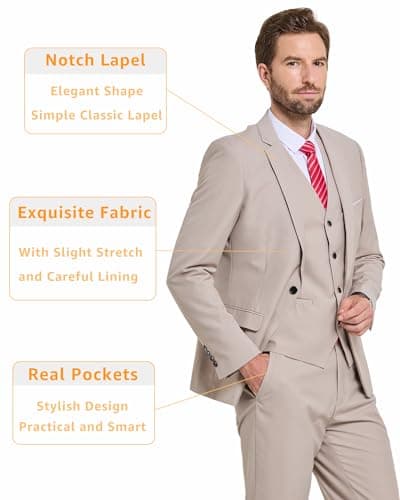 Slim Fit 3-Piece Suit Set for Men: Blazer, Vest, Pants & Tie