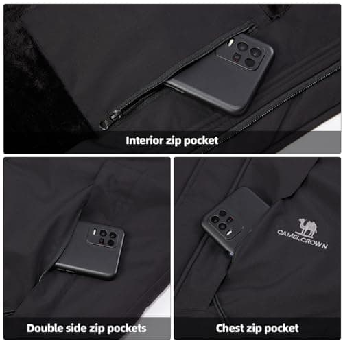 CAMEL CROWN Men's Waterproof Winter Ski Jacket for Snow Outdoor Hiking