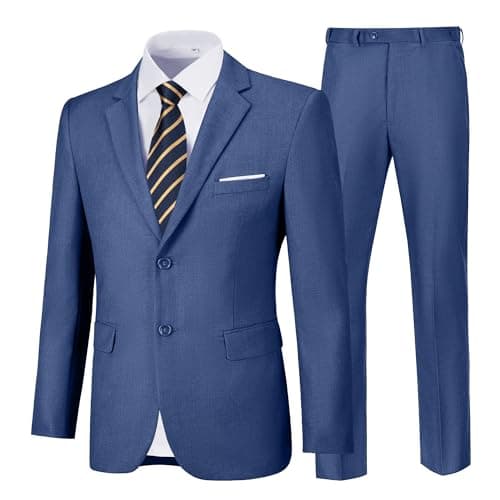Amyox Men's Slim Fit Two Piece Wedding Prom Suit Jacket & Pants Set