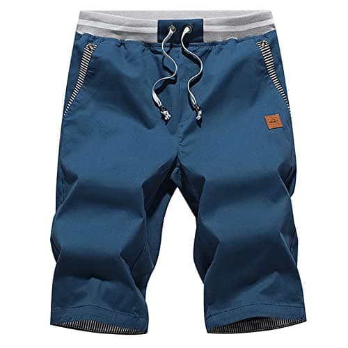 JustSun Men's Classic Fit Cotton Shorts with Elastic Waist and Pockets