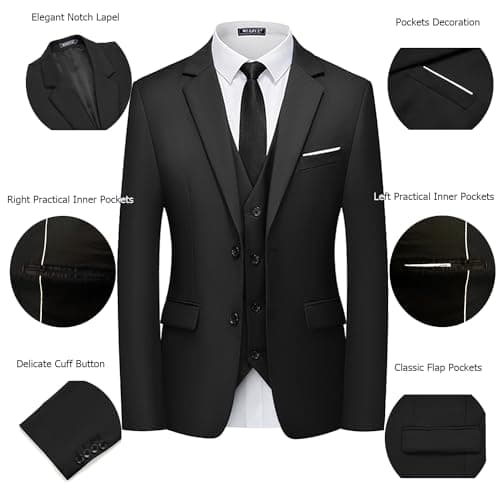 Men's Slim Fit 3 Piece Suit Set for Party, Wedding, and Business