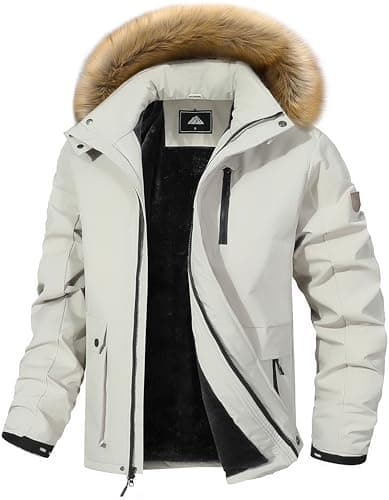Maison Sen Men's Winter Waterproof Warm Ski Snowboard Jacket with Fur Hood