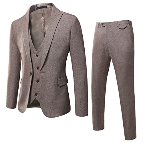 WULFUL Men’s Slim Fit 3-Piece Suit: Blazer, Vest & Pants for Business and Weddings