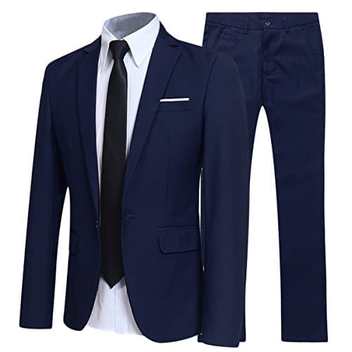 YFFUSHI Men's Slim Fit One-Button Casual Wedding Suit Set