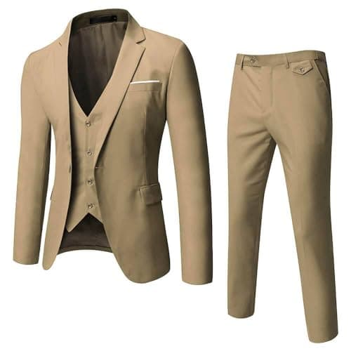 WULFUL Men’s Slim Fit 3-Piece Suit: Blazer, Vest & Pants for Business and Weddings
