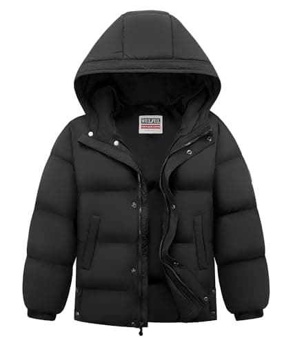 Boys Winter Hooded Puffer Jacket for Outdoor - Simplified English