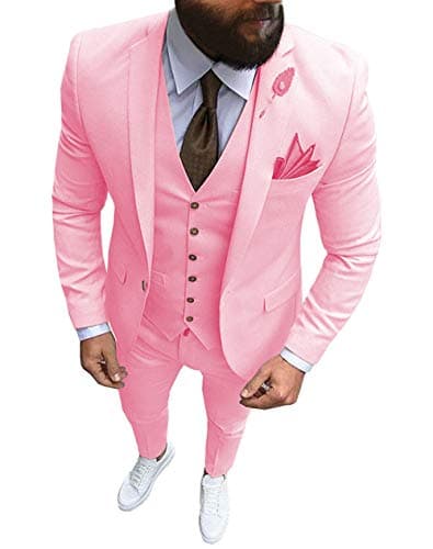Solove-Suit Men's 3-Piece Regular Fit One-Button Formal Suit for Wedding