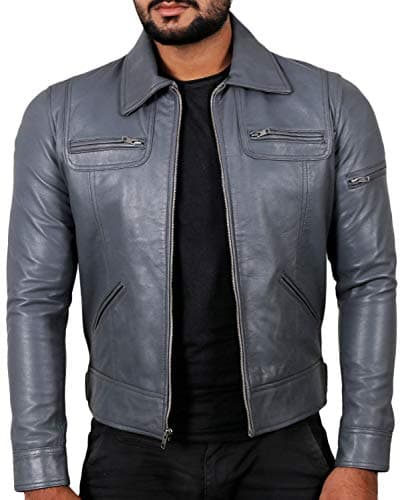 Laverapelle Men's Genuine Lambskin Leather Black Biker Jacket