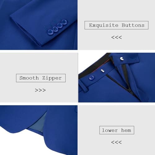 Wudli Mens Slim Fit 3-Piece Groomsmen Wedding Suit Notched Lapel Tuxedo Jacket Pants Vest Set