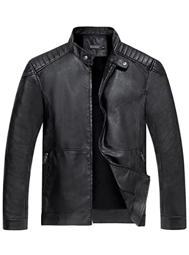 WULFUL Men's Vintage Leather Motorcycle Jacket
