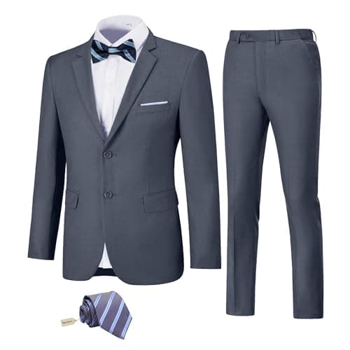 Slim Fit Suit Set for Men: Solid Color Jacket, Pants, and Tie