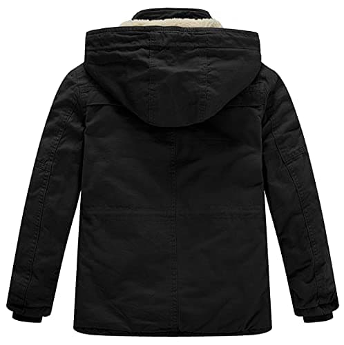 WenVen Boys' Thick Cotton Sherpa Lined Winter Hooded Parka Jacket