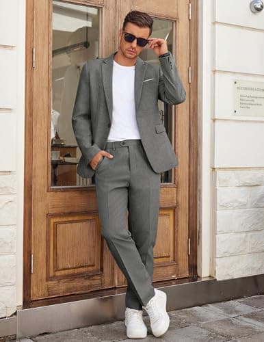 COOFANDY Men's Classic Fit 2-Piece Casual Blazer Suit Set