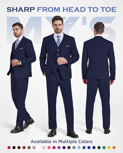 MY'S Men's Blazer Vest & Pants Set, Solid Suit for Party & Wedding