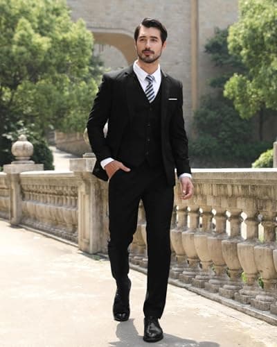 Cloudstyle Men's Slim Fit Notched Lapel 3-Piece Formal Suit Jacket & Pants Set