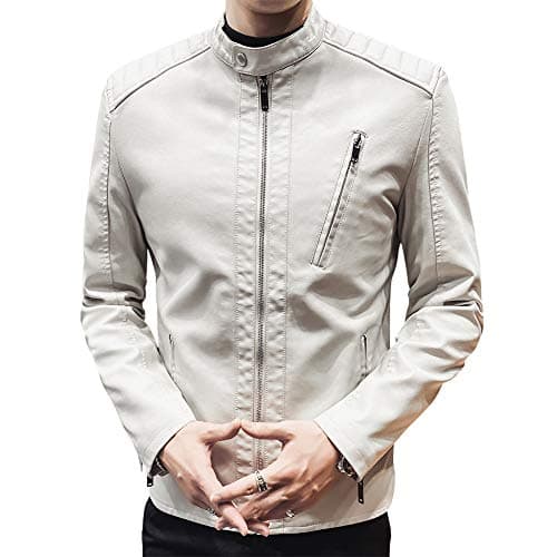 Men's Slim Fit Faux Leather Motorcycle Jacket