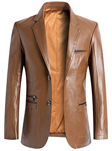 Chou Yakou Men's Slim Fit Notched Collar Moto Blazer Jacket