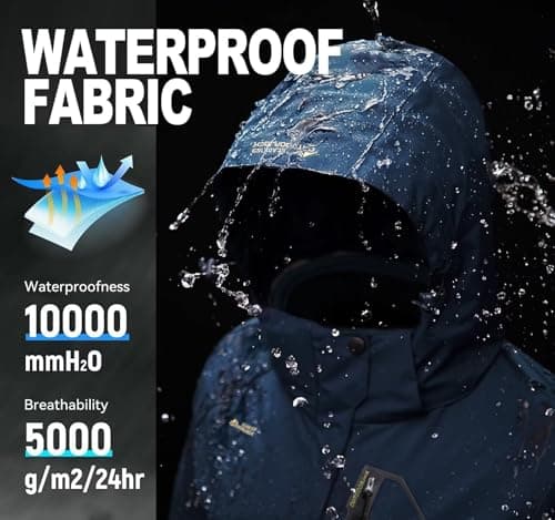 WOSONG Men's Winter Ski Coats, Fleece-Lined & Balaclava, Waterproof & Windproof
