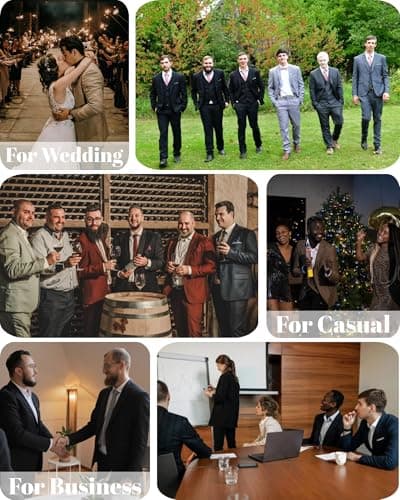 Cloudstyle Men's Slim Fit Notched Lapel 3-Piece Formal Suit Jacket & Pants Set