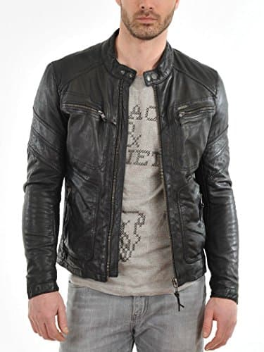 WONDERPIEL Black Leather Jacket for Men – Real Lambskin Biker Jacket