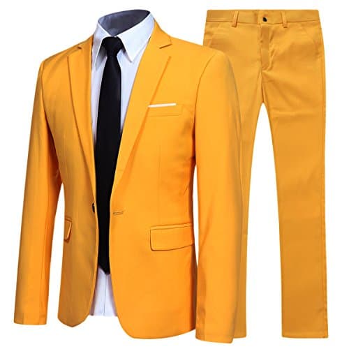 YFFUSHI Men's Slim Fit One-Button Casual Wedding Suit Set