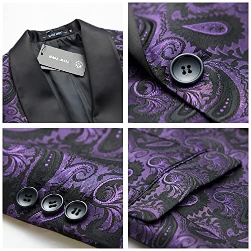 MAGE MALE Men's Slim Fit Floral Tuxedo Suit Jacket & Pants