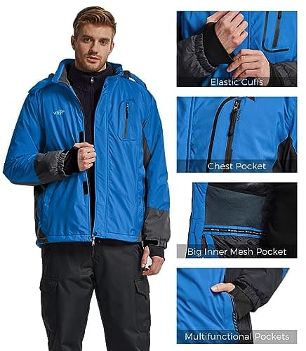 WantDo Men's Waterproof Warm Winter Snowboarding Jacket with Hood