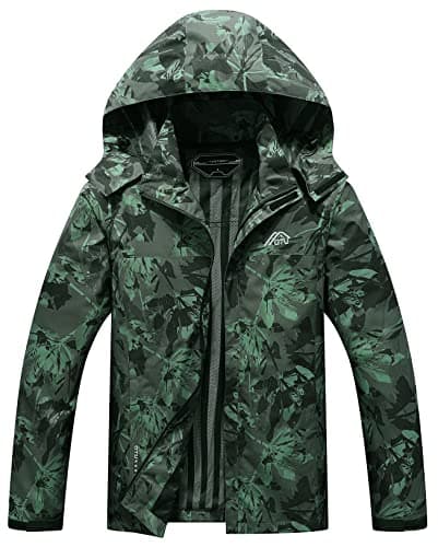 OTU Men's Lightweight Waterproof Hooded Rain Jacket for Hiking Travel
