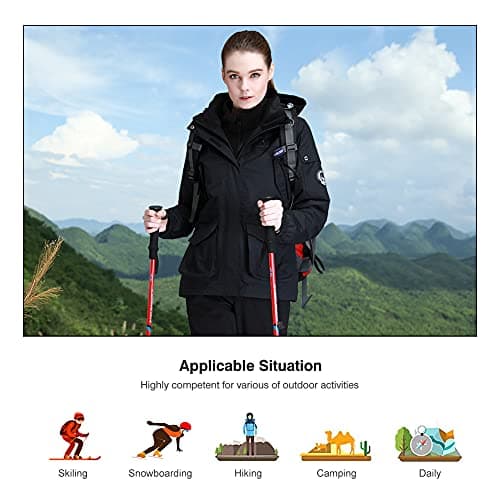 CAMEL CROWN Women's Waterproof 3-in-1 Ski Jacket Fleece Inner Winter Coat