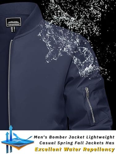 TACVASEN Men's Lightweight Bomber Jacket with Zip Up Pocket