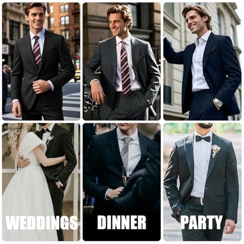 WYWK Men's Slim Fit 2-piece Suit Solid Color Blazer and Pants Tie Wedding Business Party
