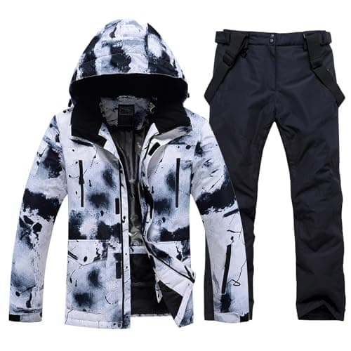 RIUIYELE Men's Insulated Waterproof Ski Suit Winter Skiing Snowboard Jacket Pants Set