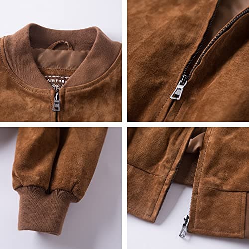 Vintage Suede Flavored Men's Leather Baseball Jacket