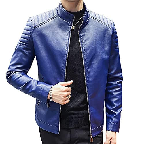 Womley's Men's Casual Slim Fit Faux Leather Biker Jacket