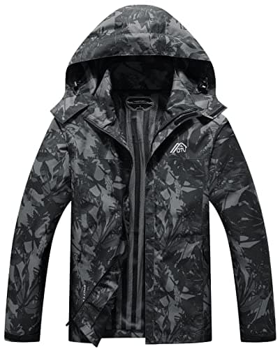 OTU Men's Lightweight Waterproof Hooded Rain Jacket for Hiking Travel
