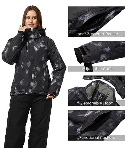 wantdo Women's Waterproof Windproof Ski Snow Coat with Taped Seams