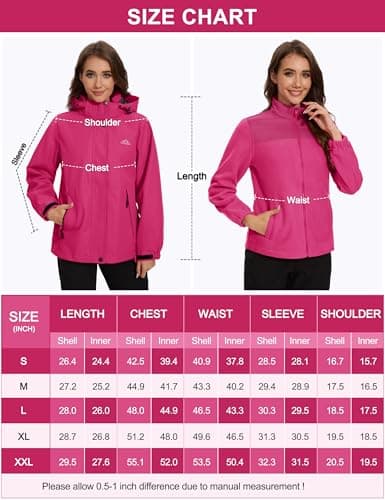 MAGCOMSEN Women's 3-in-1 Water Resistant Ski Jacket Winter Snow Coat