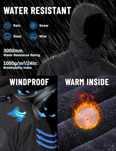 TACVASEN Men's Winter Insulated Snowboard Jacket with Hood